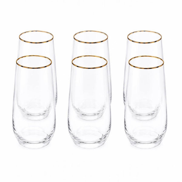 Vaso Alto Borde Oro 6 Unidades ELEGANCE