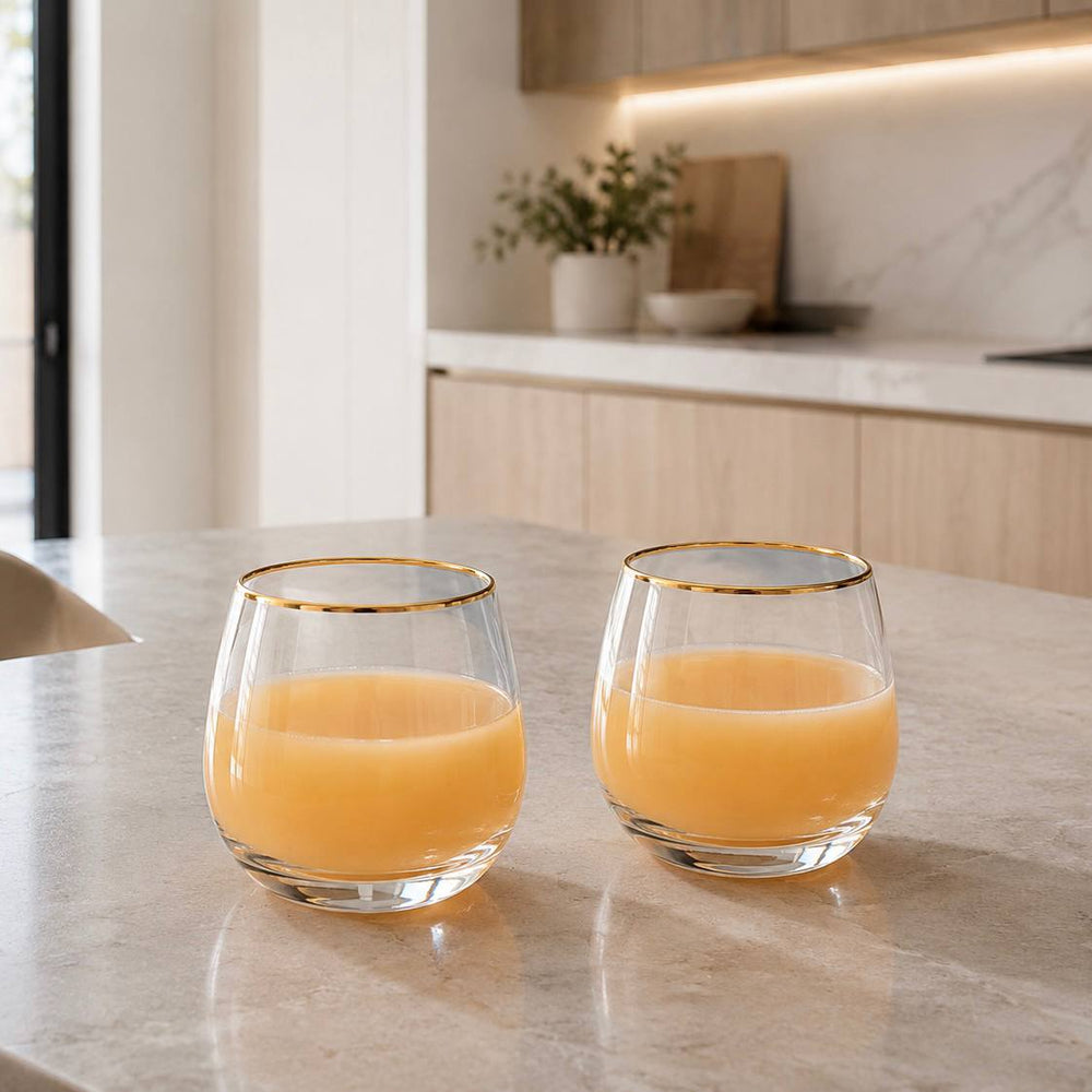 Vaso Corto con Borde Oro 6 Unidades ELEGANCE