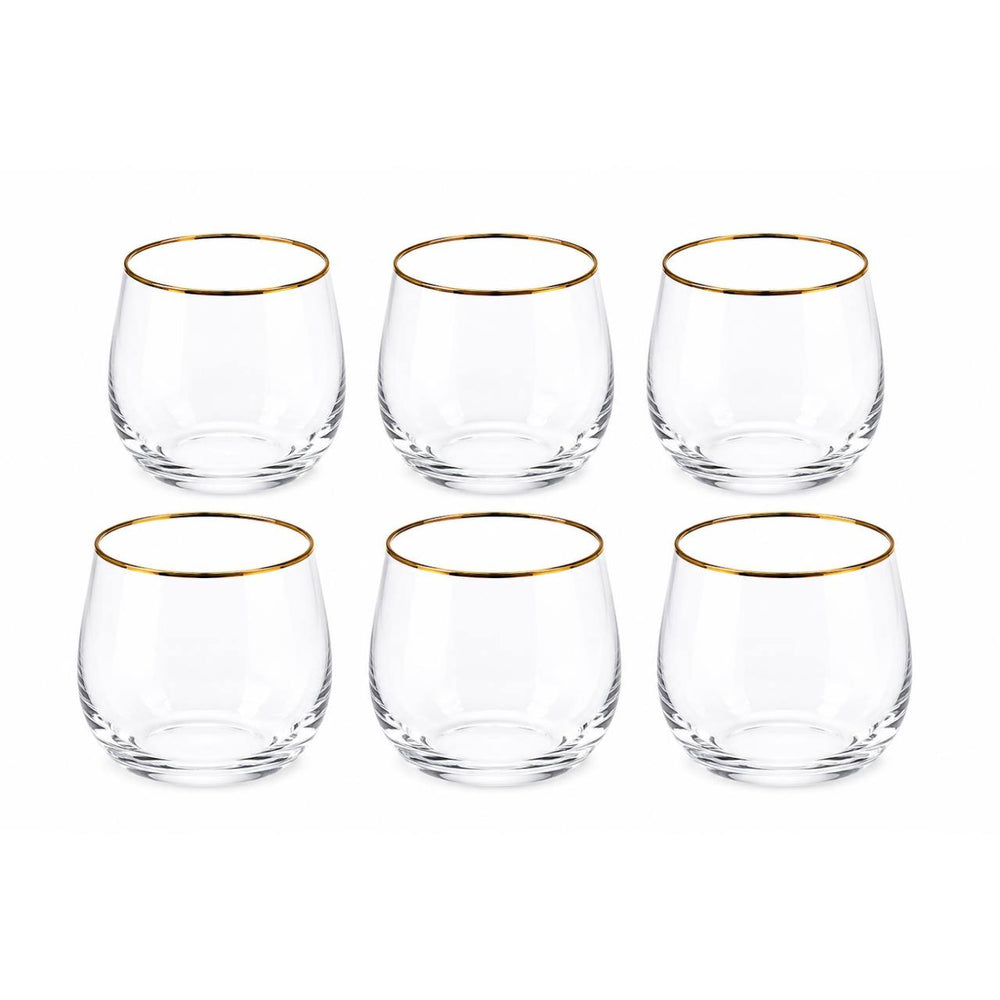 Vaso Corto con Borde Oro 6 Unidades ELEGANCE