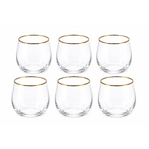 Vaso Corto con Borde Oro 6 Unidades ELEGANCE