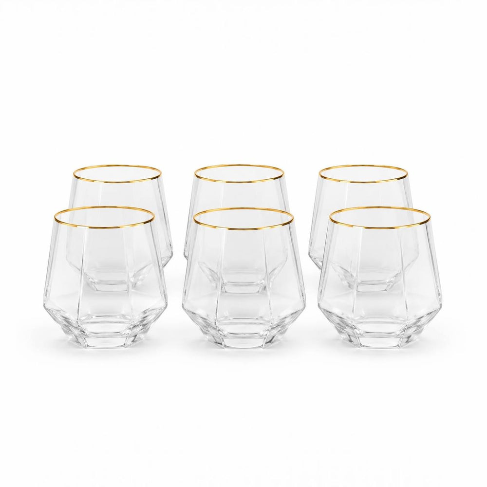 Vaso Corto Borde Oro 6 Unidades HEXA