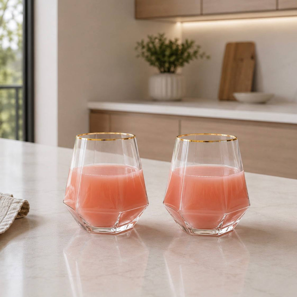 Vaso Corto Borde Oro 6 Unidades HEXA