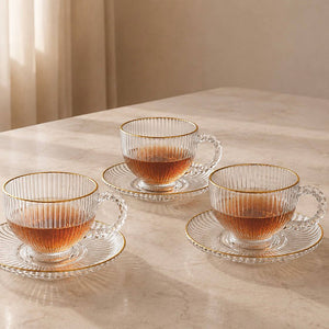 Juegos de 6 Tazas de Infusion Borde DORADO