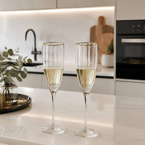 Copa Champagne con Borde Oro 6 Unidades MAGNOLIA