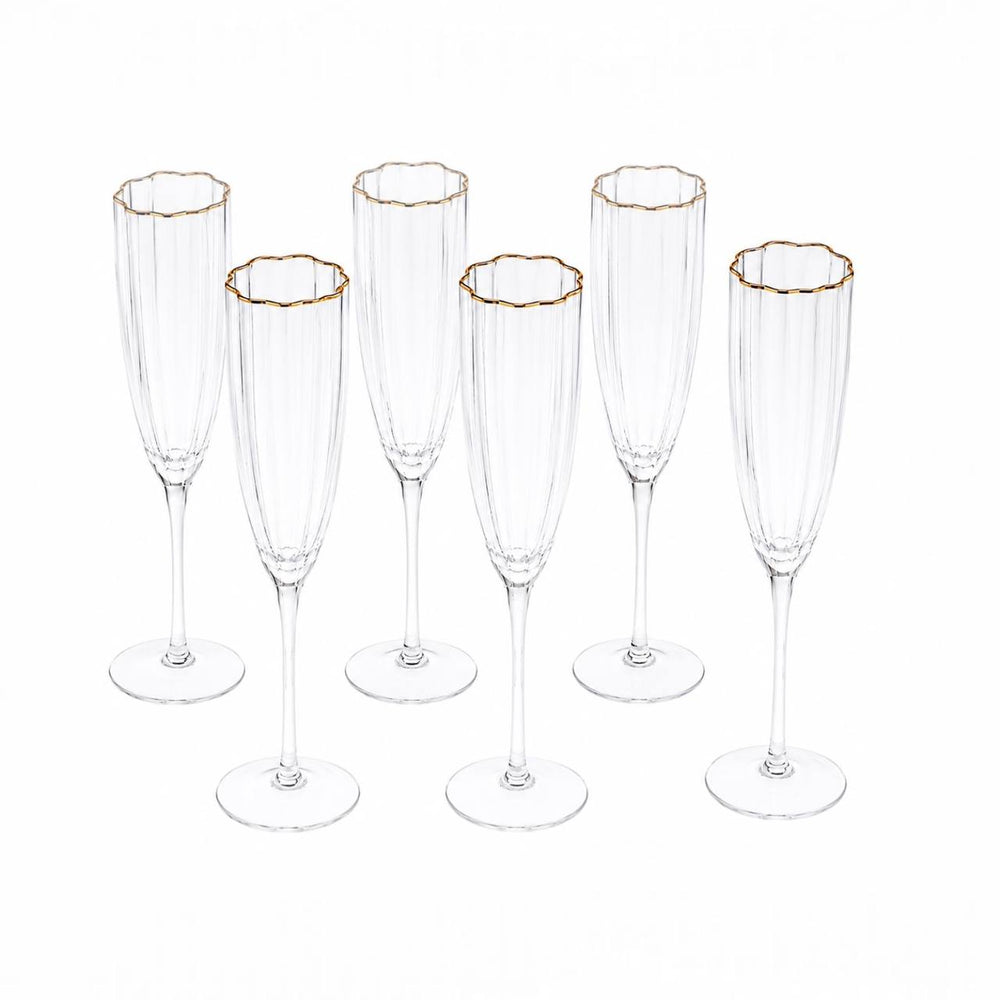 Copa Champagne con Borde Oro 6 Unidades MAGNOLIA
