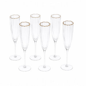 Copa Champagne con Borde Oro 6 Unidades MAGNOLIA
