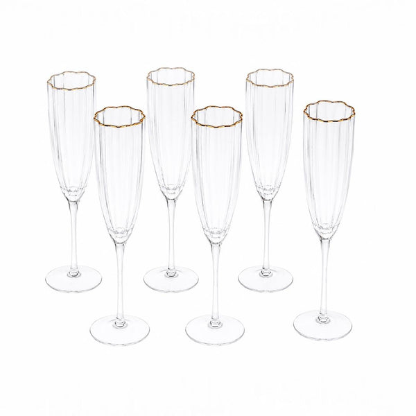 Copa Champagne con Borde Oro 6 Unidades MAGNOLIA