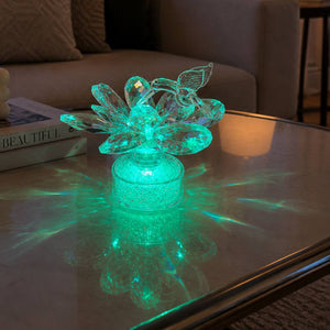 Adorno Colibri Vidrio Tornasol Con LUZ