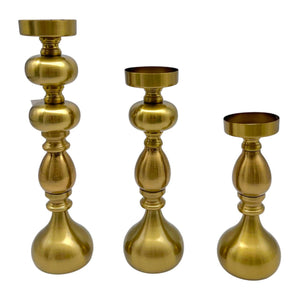 Set de Candelabros Metalicos Dorados