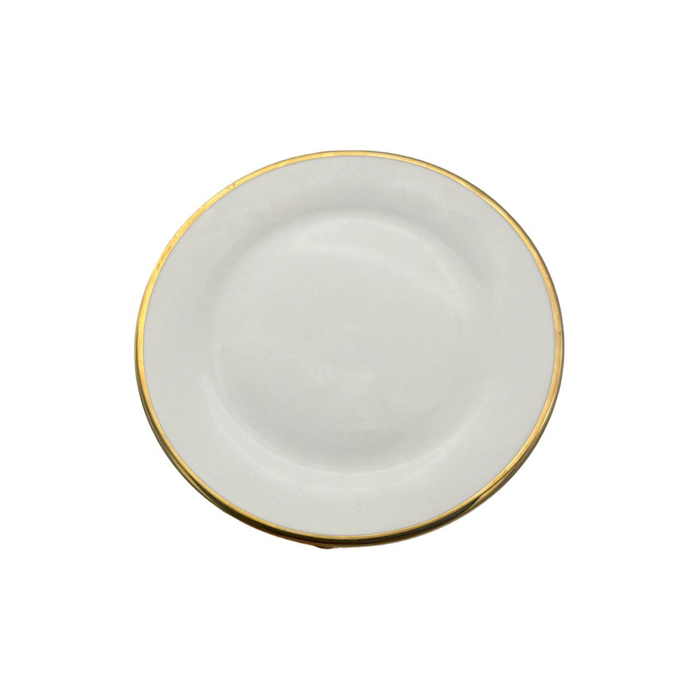 Plato Llano Postre Blanco Borde Dorado 19.5cm