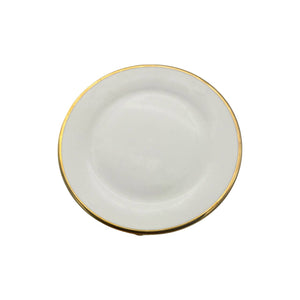 Plato Llano Postre Blanco Borde Dorado 19.5cm
