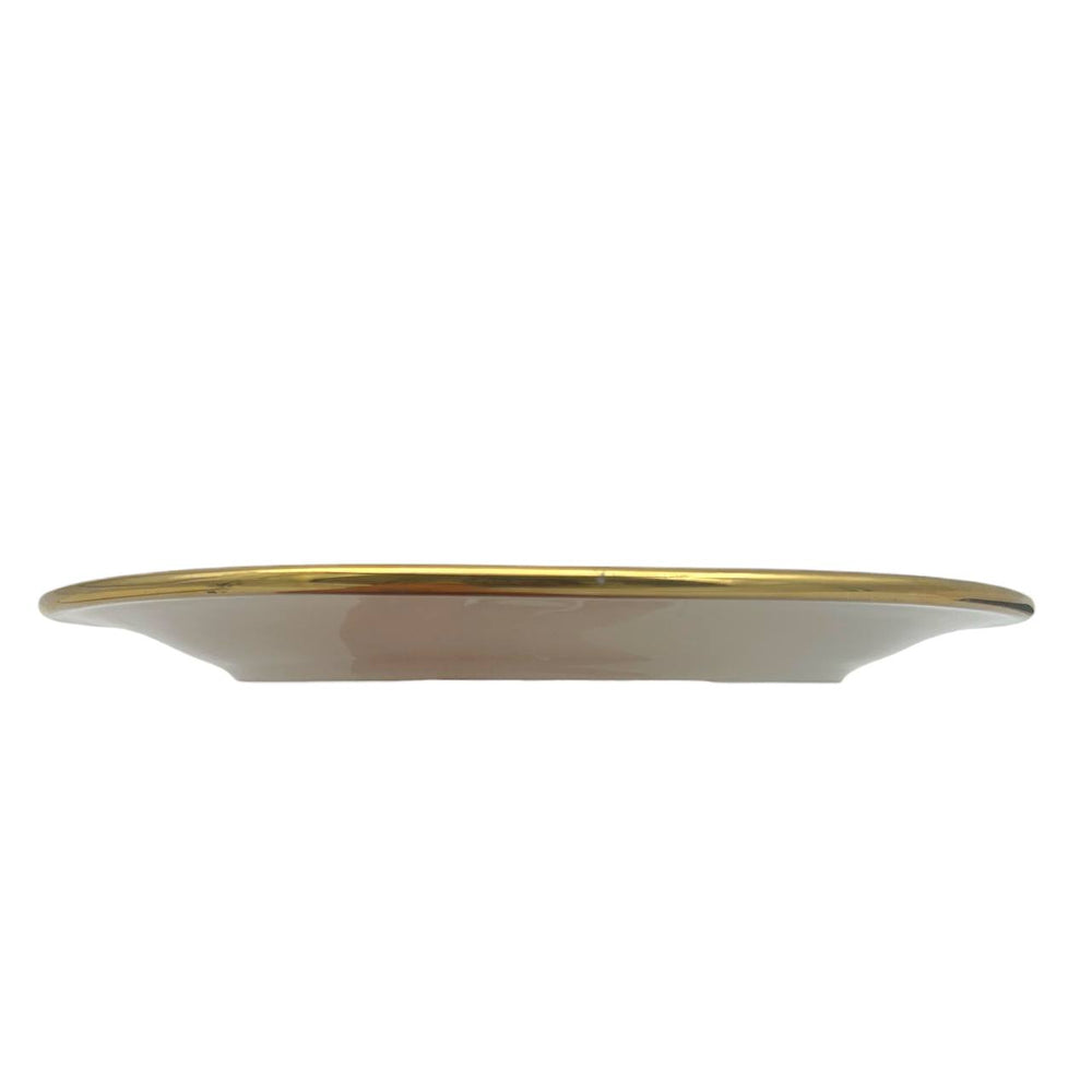 Plato Llano Postre Blanco Borde Dorado 19.5cm