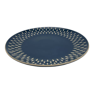 Plato Llano Azul Gotas Esmaltado 28cm