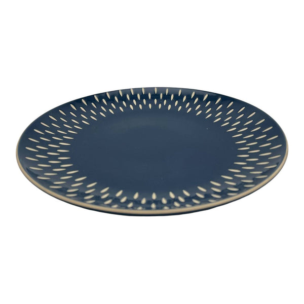 Plato Llano Azul Gotas Esmaltado 28cm