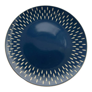Plato Llano Azul Gotas Esmaltado 28cm