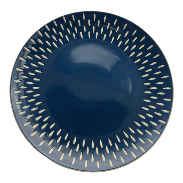 Plato Llano Azul Gotas Esmaltado 28cm