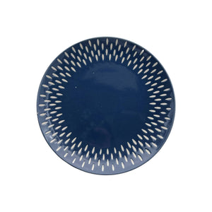 Plato Llano Postre Azul Gotas Esmaltado 20cm