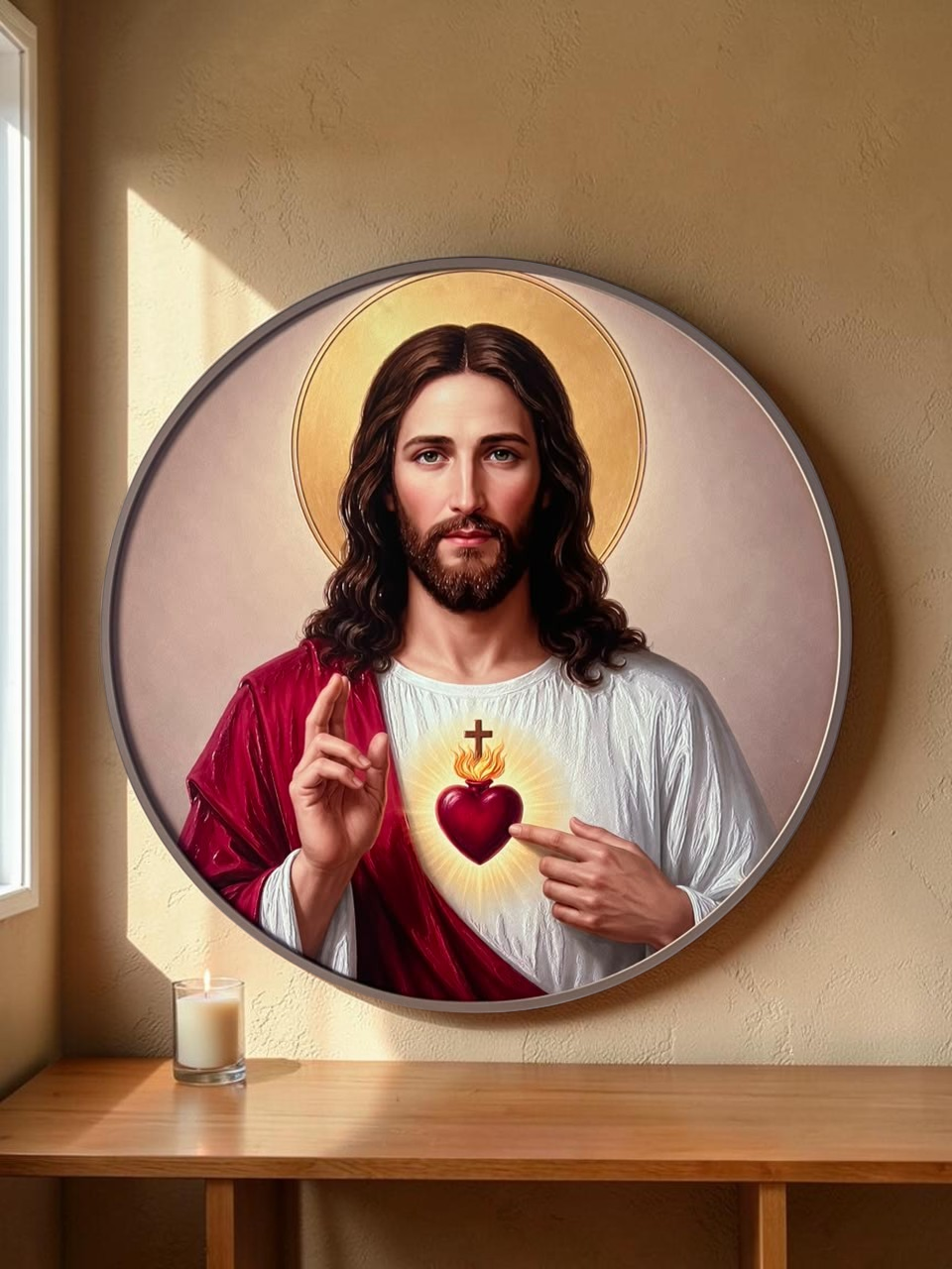 Cuadro Corazon de Jesus Redondo