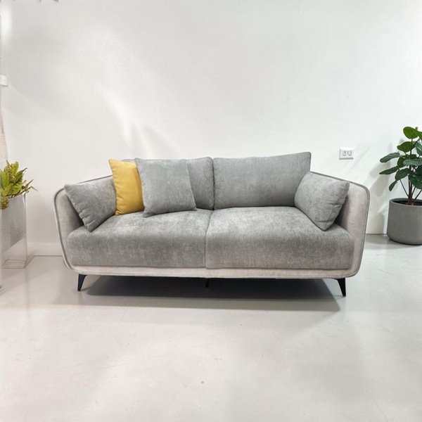Sofa 3 Pustos Color AMBAR PLATA - PLOMO