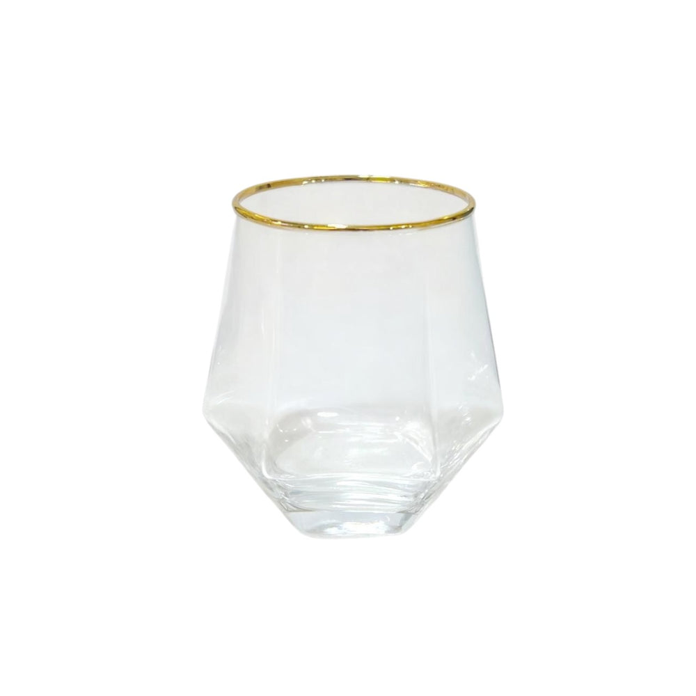 Vaso Whiskero Corto con Borde Oro 6 Unidades