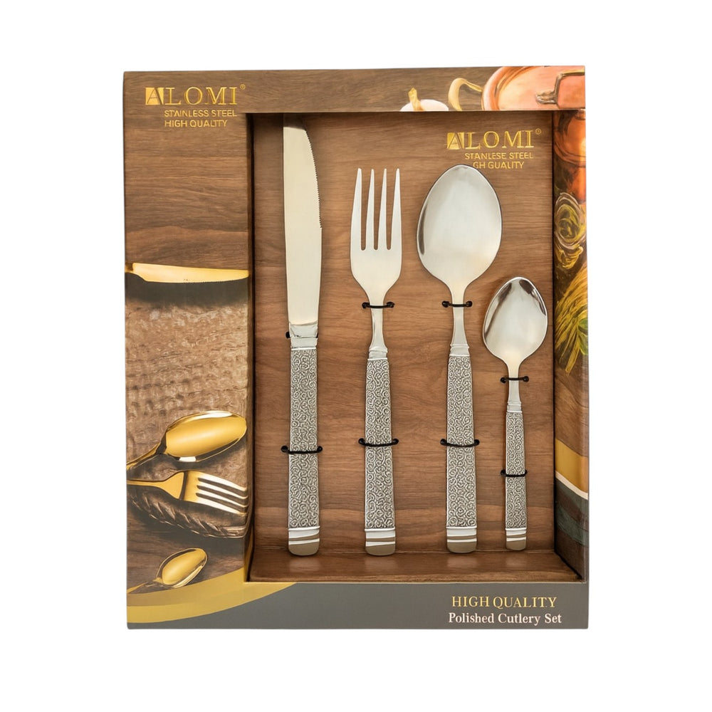 Set de Cubiertos 24 Piezas Plateado Calado