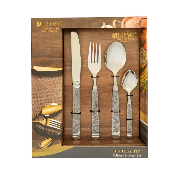 Set de Cubiertos 24 Piezas Plateado Calado