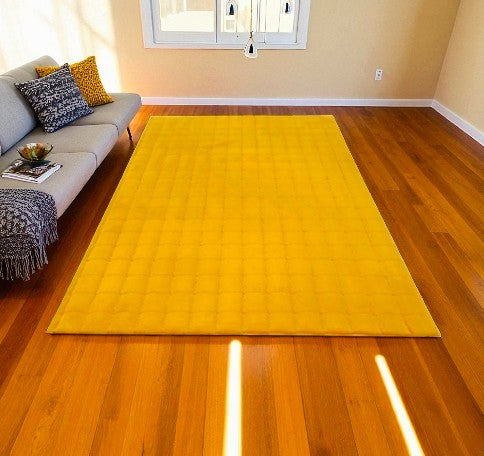 Alfombra Cuadros Peluche AMARILLA